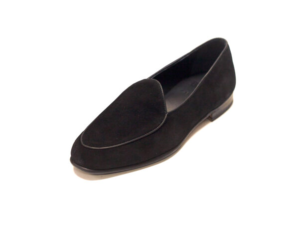 Wolven Handmade Men's Gony BlackReal Suede Leather Slip-on Smart Loafers with Black Rubber Sole