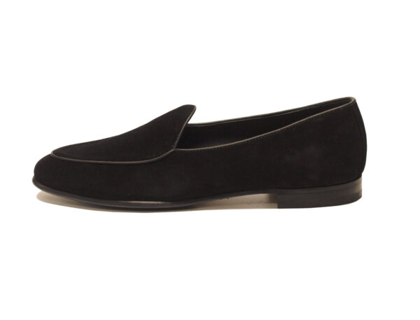 Wolven Handmade Men's Gony BlackReal Suede Leather Slip-on Smart Loafers with Black Rubber Sole - Image 3