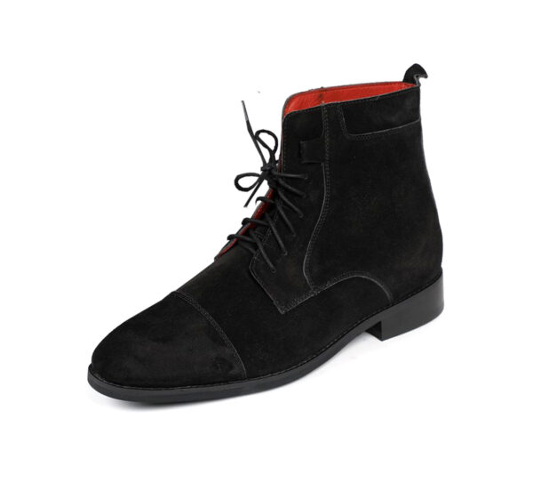 Wolven Handcrafted Men's Borfo Black Suede Lace-up Boots with Black Rubber Sole