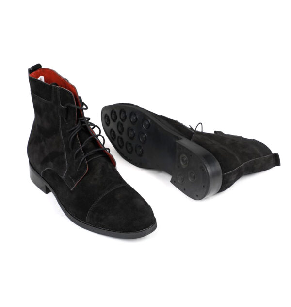 Wolven Handcrafted Men's Borfo Black Suede Lace-up Boots with Black Rubber Sole - Image 4