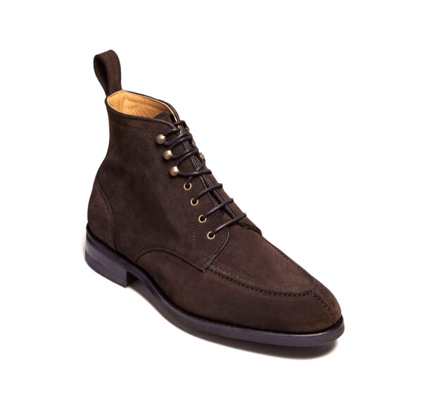 Wolven Handcrafted Men's Romeo Brown Suede Leather Derby Lace-up Boot with rubber sole