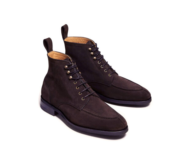 Wolven Handcrafted Men's Romeo Brown Suede Leather Derby Lace-up Boot with rubber sole - Image 2