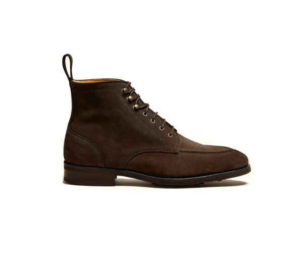 Wolven Handcrafted Men's Romeo Brown Suede Leather Derby Lace-up Boot with rubber sole - Image 3