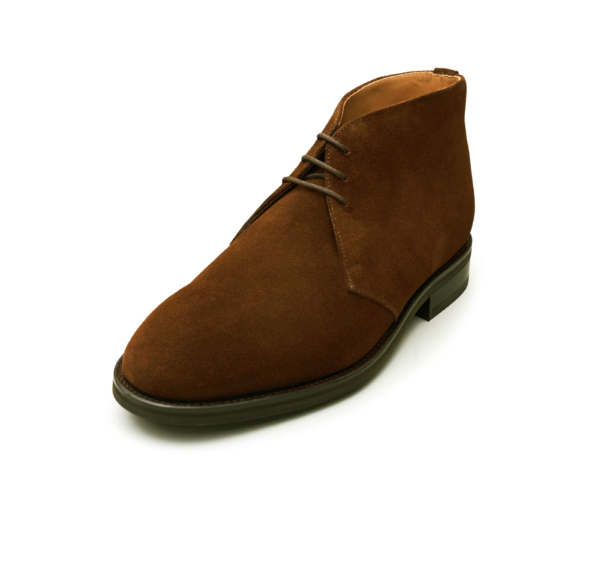 Wolven Handcrafted Men's Boss Tan Suede Chukka Boot with rubber sole