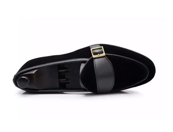 Wolven Handmade Men's Herrin Black Real Suede Leather Slip-on Monk Loafers with Rubber Sole - Image 4
