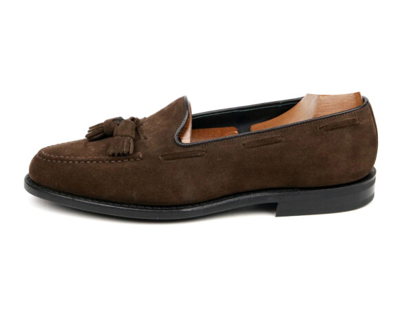 Wolven Handcrafted Men's Polo Duca Brown Suede Leather Tassel Loafers with Rubber Sole - Image 4