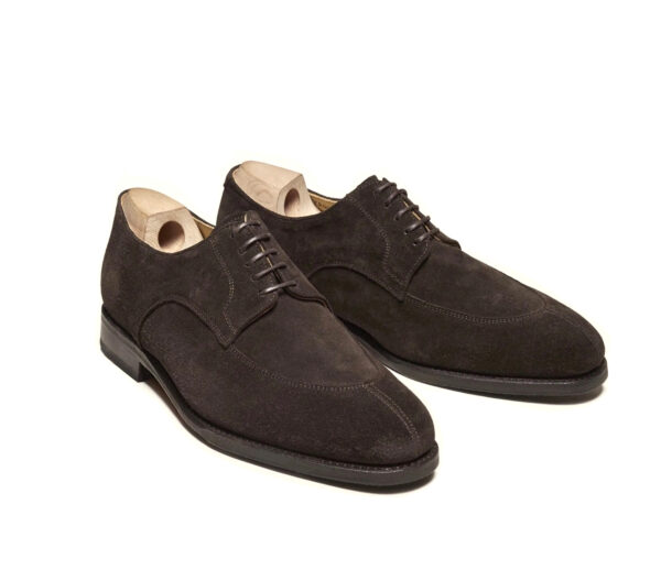 Wolven Handcrafted Men's Mario Brown Suede Leather Derby Lace-up with Rubber Sole - Image 2