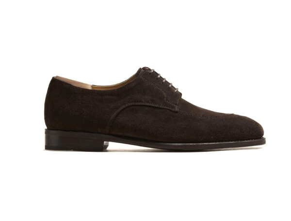 Wolven Handcrafted Men's Mario Brown Suede Leather Derby Lace-up with Rubber Sole - Image 3