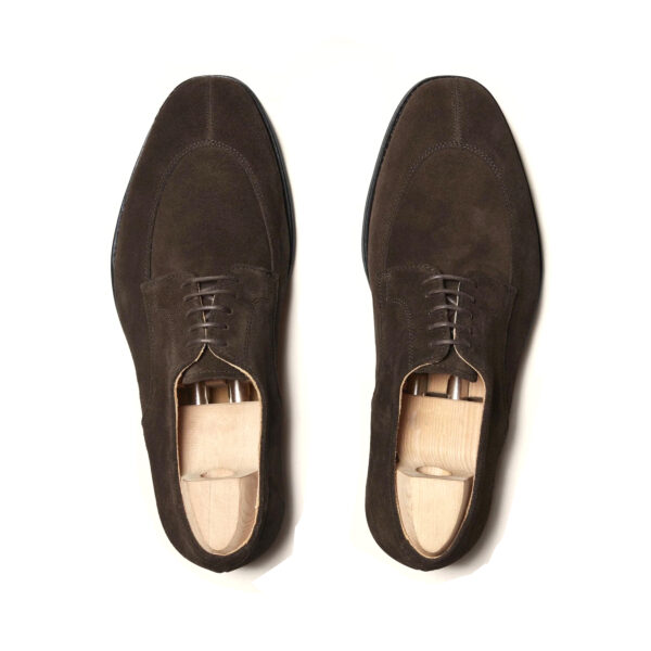 Wolven Handcrafted Men's Mario Brown Suede Leather Derby Lace-up with Rubber Sole - Image 4