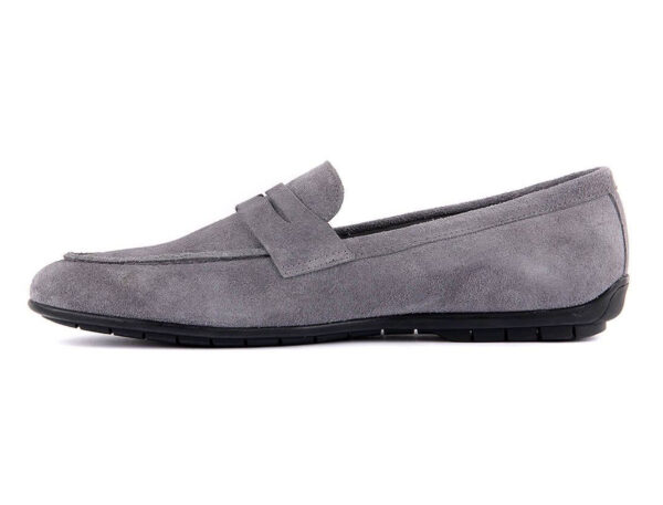 Wolven Handmade Joe Men's Grey Real Suede Leather Slip-on Smart Loafers with Black TPR Sole - Image 2