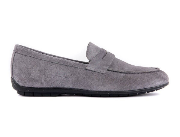 Wolven Handmade Joe Men's Grey Real Suede Leather Slip-on Smart Loafers with Black TPR Sole - Image 3