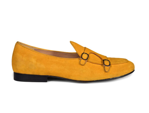 Wolven Handmade Men's Engo Yellow Real Suede Leather Slip-on Smart Loafers with Rubber Sole - Image 2