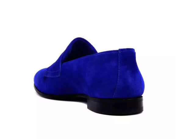 Wolven Handmade Men's Royal Blue Monk Real Suede Leather Slip-on Smart Loafers with Rubber Sole (Copy) (Copy) - Image 4