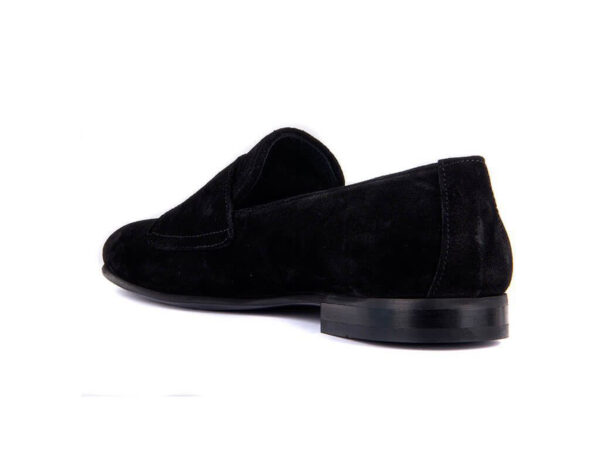 Wolven Handmade Men's Batwing Black Real Suede Leather Slip-on Monk Loafers with Rubber Sole - Image 4