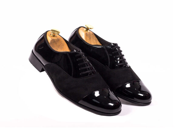 Wolven Handmade Men's Black Real Calf Patent Leather Lace-up with Rubber Sole - Image 3