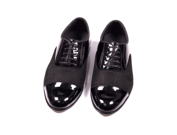 Wolven Handmade Men's Black Real Calf Patent Leather Lace-up with Rubber Sole - Image 4