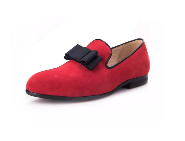 Wolven Handmade Men's Red Real Calf Suede Leather Tia Smart Loafers with Rubber Sole