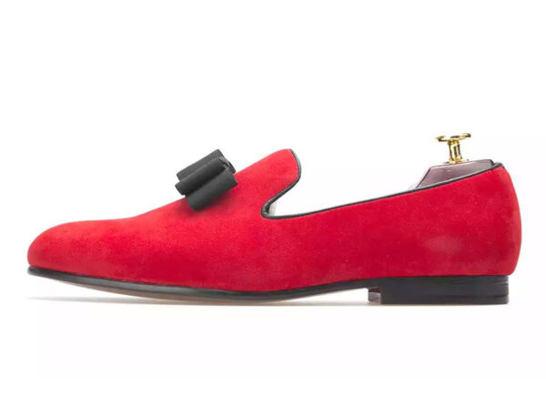Wolven Handmade Men's Red Real Calf Suede Leather Tia Smart Loafers with Rubber Sole - Image 2