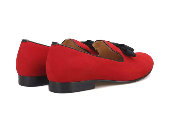 Wolven Handmade Men's Red Real Calf Suede Leather Tia Smart Loafers with Rubber Sole - Image 3