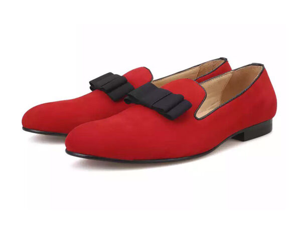 Wolven Handmade Men's Red Real Calf Suede Leather Tia Smart Loafers with Rubber Sole - Image 5
