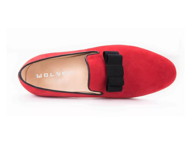 Wolven Handmade Men's Red Real Calf Suede Leather Tia Smart Loafers with Rubber Sole - Image 6