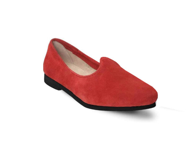 Wolven Handmade Men's Story Red Suede Leather Jutti with Black Rubber Sole
