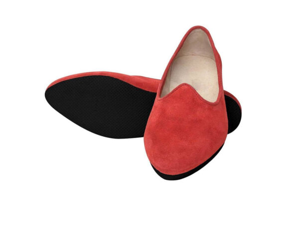 Wolven Handmade Men's Story Red Suede Leather Jutti with Black Rubber Sole - Image 4