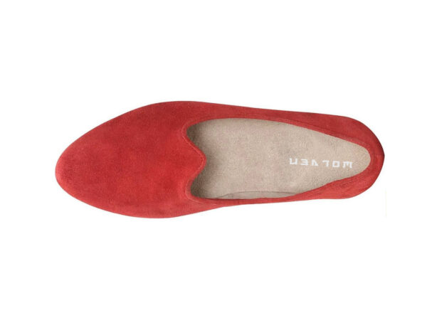 Wolven Handmade Men's Story Red Suede Leather Jutti with Black Rubber Sole - Image 5