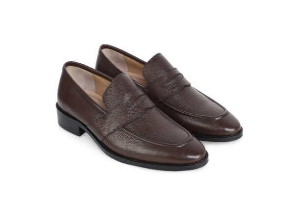 Wolven Handcrafted Men's Brown Suns Real Leather Slip-on with Black Handmade Rubber Sole - Image 3
