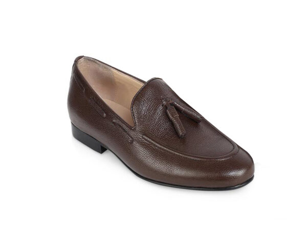 Wolven Handcrafted Men's Brown Suns Real Leather Tassel Slip-on with Black Handmade Rubber Sole