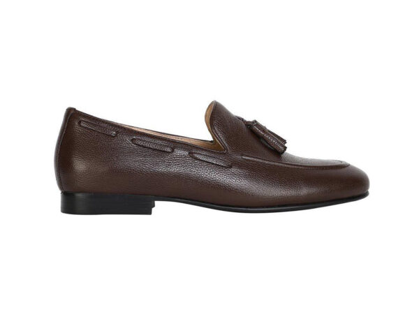 Wolven Handcrafted Men's Brown Suns Real Leather Tassel Slip-on with Black Handmade Rubber Sole - Image 2