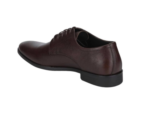 Wolven Handcrafted Men's Brown Jisna Real NDM Leather Derby Formal Shoes with Black Handmade Rubber Sole - Image 3