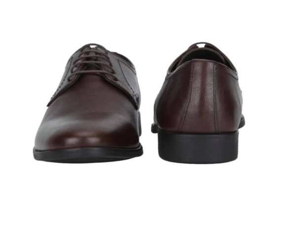 Wolven Handcrafted Men's Brown Jisna Real NDM Leather Derby Formal Shoes with Black Handmade Rubber Sole - Image 4