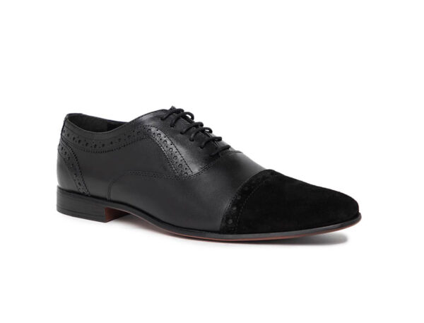 Wolven Handcrafted Men's Ginny Black Real Leather Causal Shoes with Black PU Sole