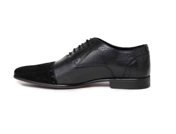 Wolven Handcrafted Men's Ginny Black Real Leather Causal Shoes with Black PU Sole - Image 2