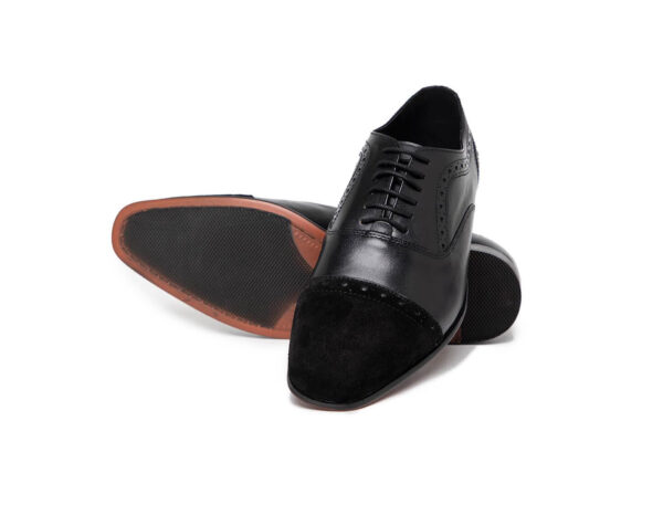 Wolven Handcrafted Men's Ginny Black Real Leather Causal Shoes with Black PU Sole - Image 3