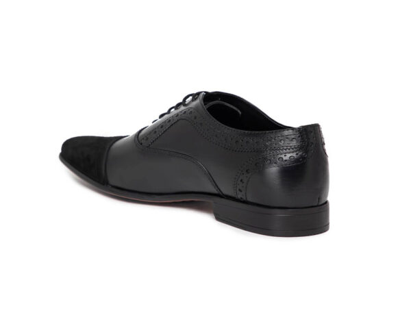 Wolven Handcrafted Men's Ginny Black Real Leather Causal Shoes with Black PU Sole - Image 5