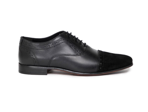 Wolven Handcrafted Men's Ginny Black Real Leather Causal Shoes with Black PU Sole - Image 6
