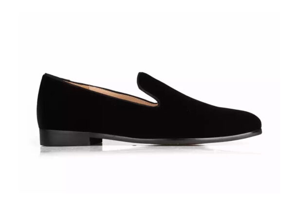 Wolven Handcrafted Men's Real Black Suede Leather Loafers with Handmade Rubber Black Sole - Image 2