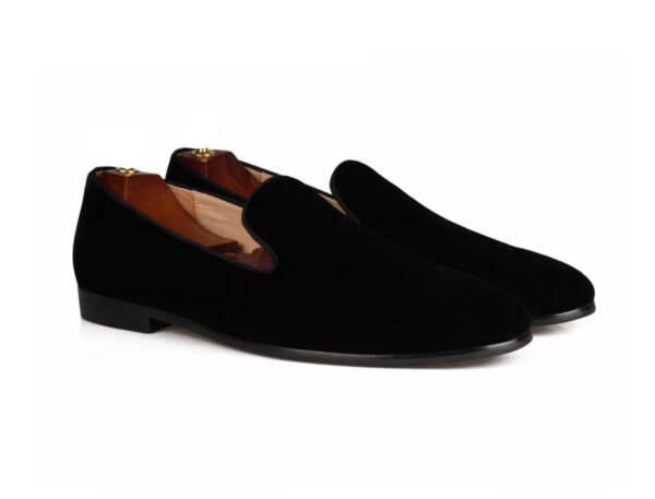 Wolven Handcrafted Men's Real Black Suede Leather Loafers with Handmade Rubber Black Sole - Image 3