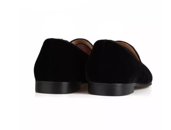 Wolven Handcrafted Men's Real Black Suede Leather Loafers with Handmade Rubber Black Sole - Image 4