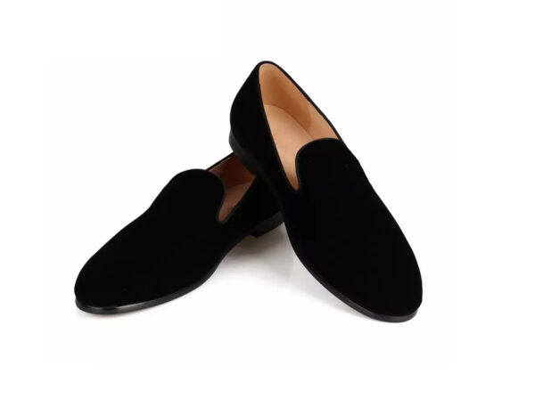 Wolven Handcrafted Men's Real Black Suede Leather Loafers with Handmade Rubber Black Sole - Image 6
