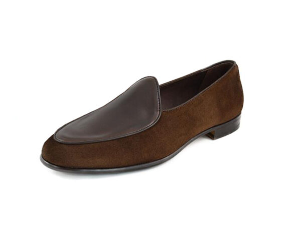 Wolven Handcrafted Men's Tim Real Brown Suede Leather Loafers with Handmade Rubber Black Sole