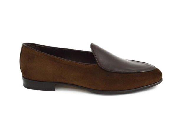 Wolven Handcrafted Men's Tim Real Brown Suede Leather Loafers with Handmade Rubber Black Sole - Image 2