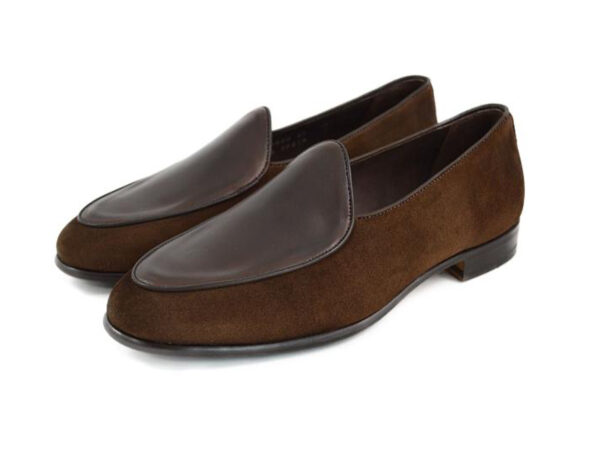 Wolven Handcrafted Men's Tim Real Brown Suede Leather Loafers with Handmade Rubber Black Sole - Image 3