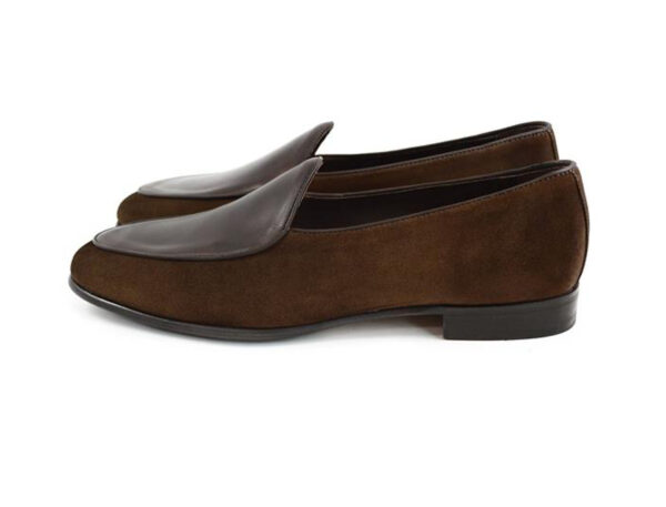 Wolven Handcrafted Men's Tim Real Brown Suede Leather Loafers with Handmade Rubber Black Sole - Image 4