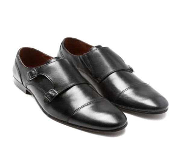 Wolven Handmad Men's Hons Black DD Leather Monk with Black Rubber Sole - Image 2