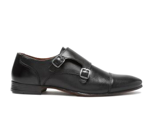 Wolven Handmad Men's Hons Black DD Leather Monk with Black Rubber Sole - Image 3