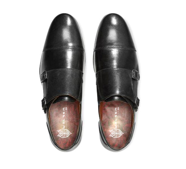 Wolven Handmad Men's Hons Black DD Leather Monk with Black Rubber Sole - Image 5