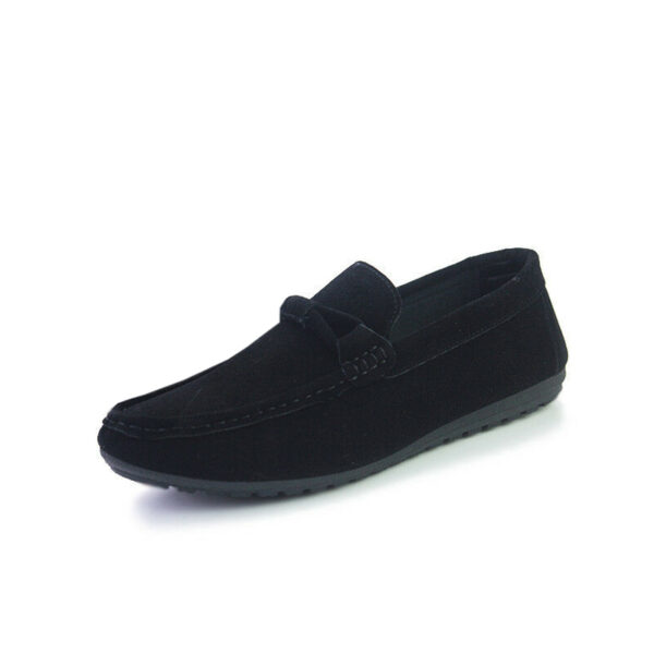 Wolven Handmad Men's Gons Grey Suede Bow Leather Loafers with Black TPR Sole (Copy)